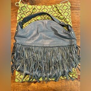orYANY Chelsea Leather Hobo Bag, Fringe Teal Blue Color